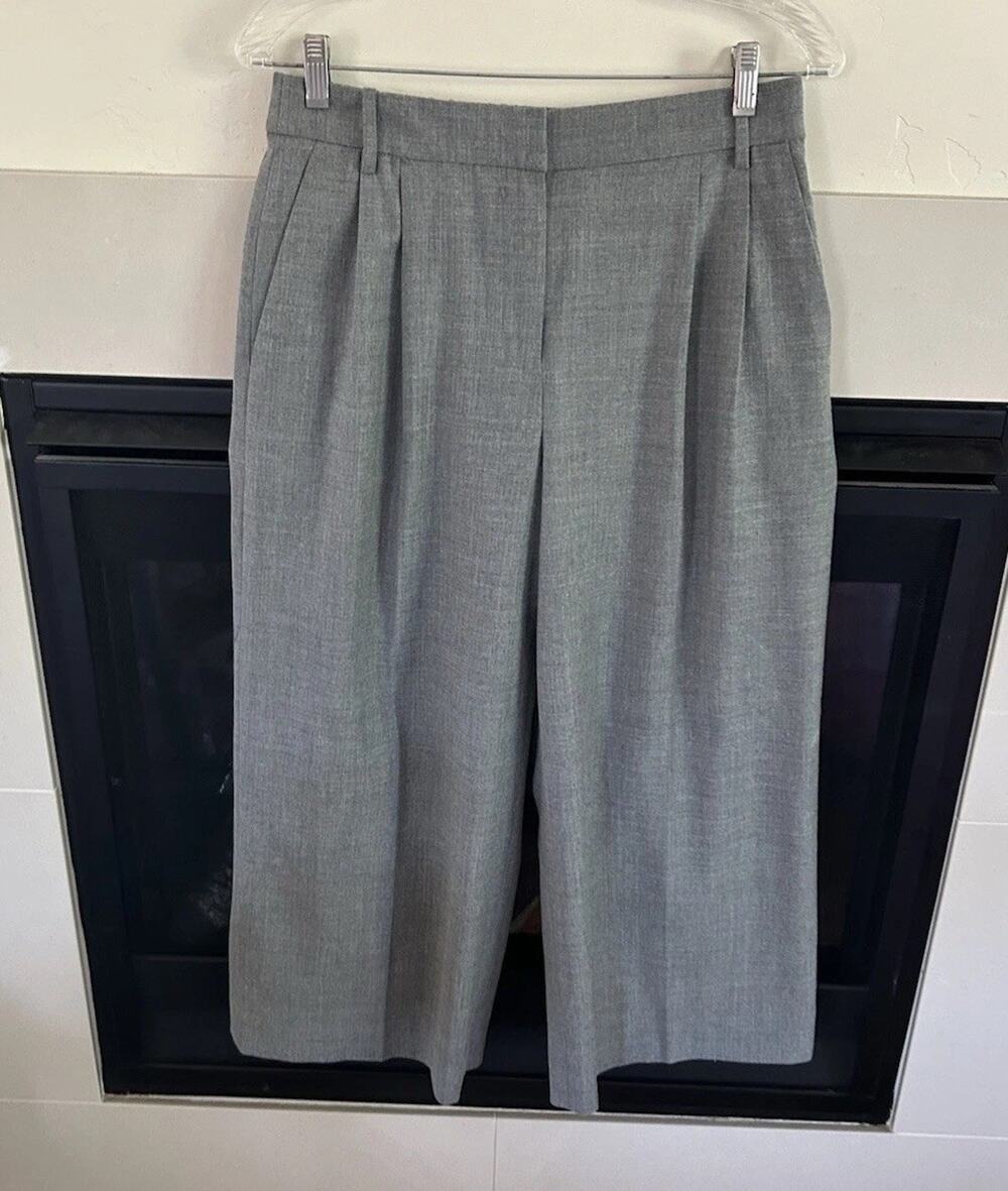 J.Crew Wool Blend Wide Leg Crop Pants Womens 8 High Rise Pleated NWT